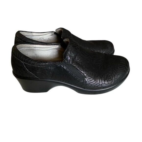 Alegria Eryn Black Leather Floral Notes Slip On Shoe 40 - Picture 5 of 9